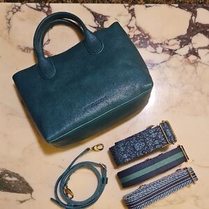 Portland Leather Large Raindrop Purse in Seaglass